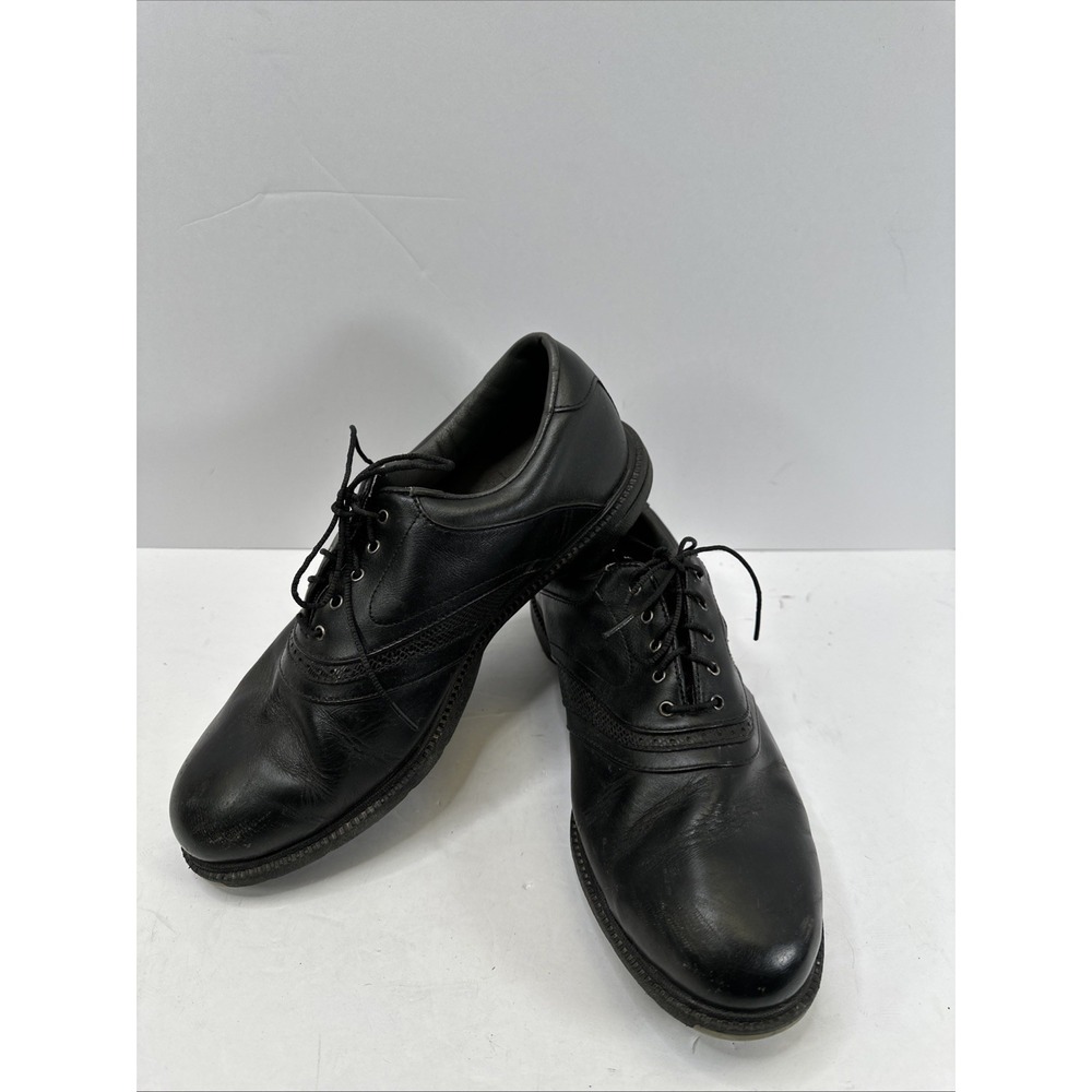 FootJoy Men's Black Leather Lace-Up Golf Shoes Soft Spikes US Size 9.5W